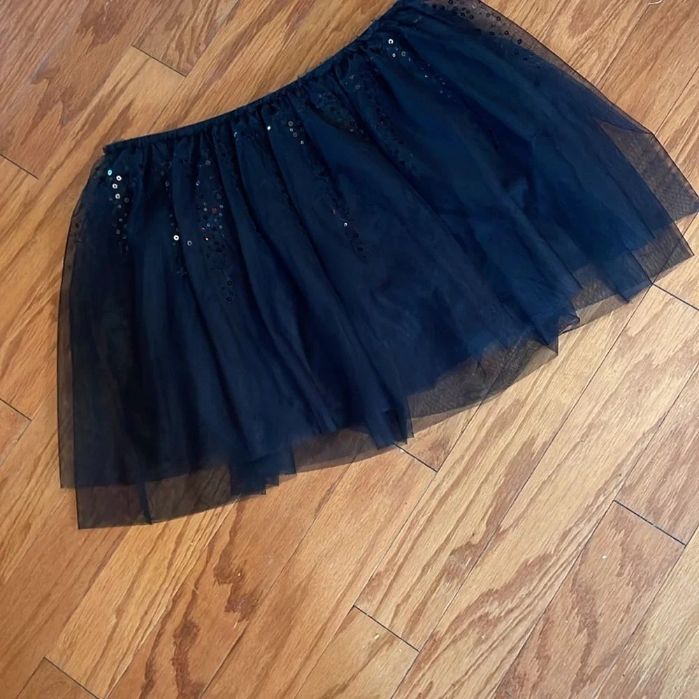 Justice Black Sequin Tulle Skirt